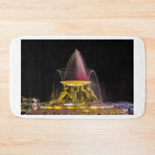 Item preview, Nighttime Colorful Fountain With Sculpted Statues and Illuminated Water Jets at City Plaza designed and sold by Nmallia.