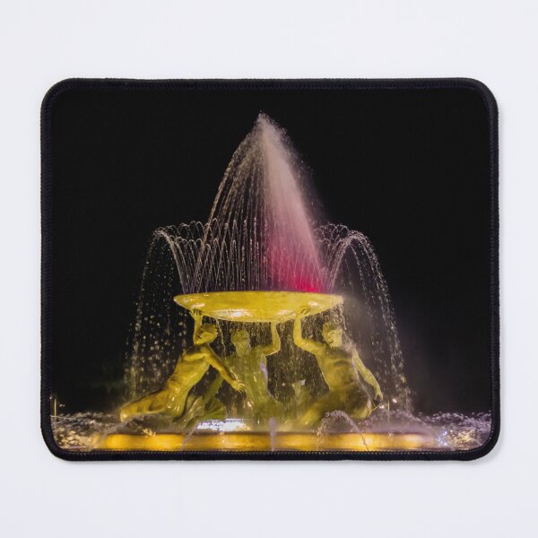 Item preview, Nighttime Colorful Fountain With Sculpted Statues and Illuminated Water Jets at City Plaza designed and sold by Nmallia.