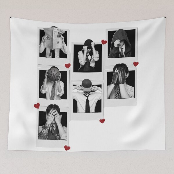 Item preview, BTS Shying Polaroid Hearts Aesthetic Print designed and sold by Mooncreates7.