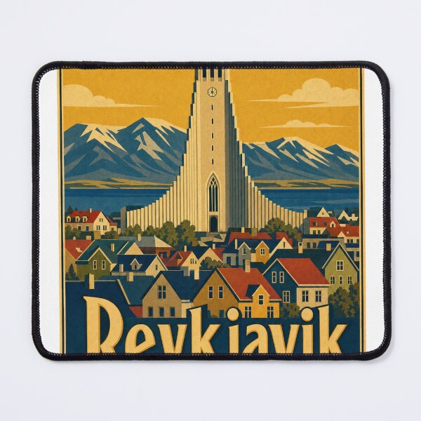 Item preview, Reykjavik Iceland Travel Souvenir Retro Illustration designed and sold by VisualArtsOasis.