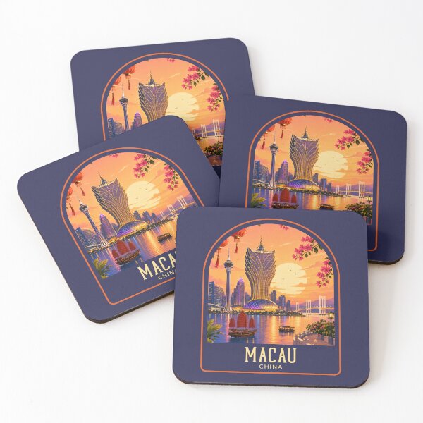 Item preview, Macau Vintage Travel Illustration designed and sold by HomeLivingCo.