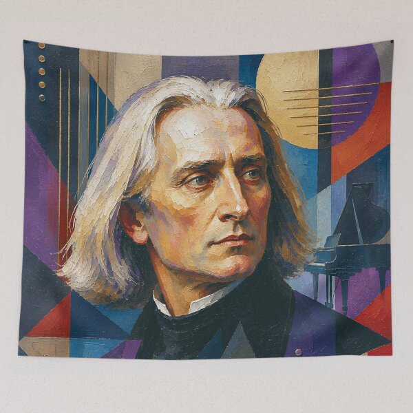 Item preview, Franz Liszt, Hungarian composer, virtuoso and pianist painting. designed and sold by GalleryKauffeld.