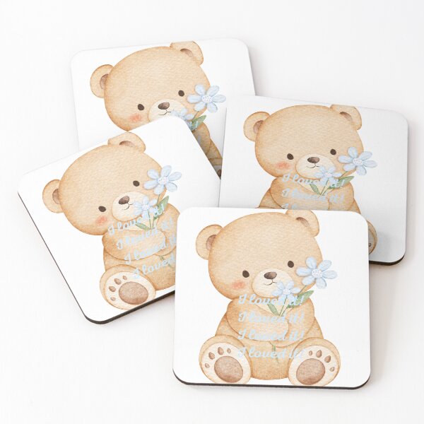 Item preview, Cute Watercolor Teddy Bear with Blue Flowers designed and sold by BoldcreationsM.
