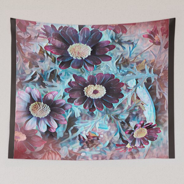 Item preview, Ethereal Midnight Garden Purple and Teal Floral Art designed and sold by BalkanBloom.