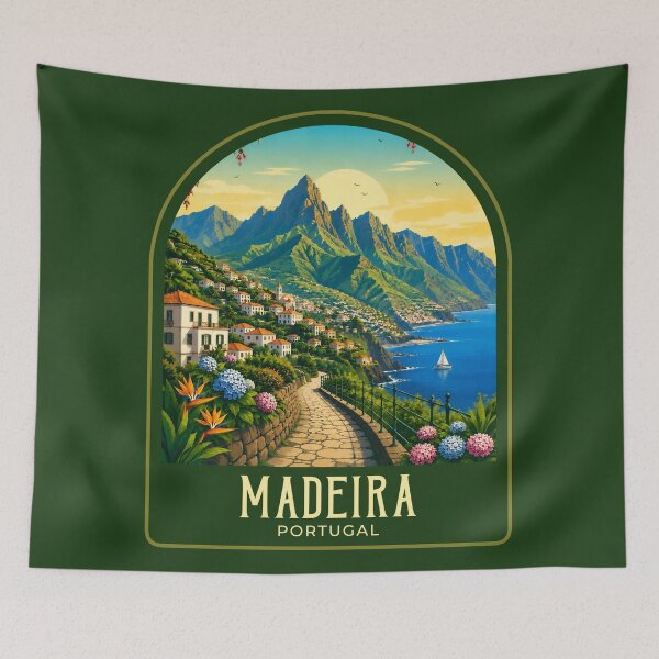 Item preview, Madeira Vintage Travel Illustration designed and sold by HomeLivingCo.