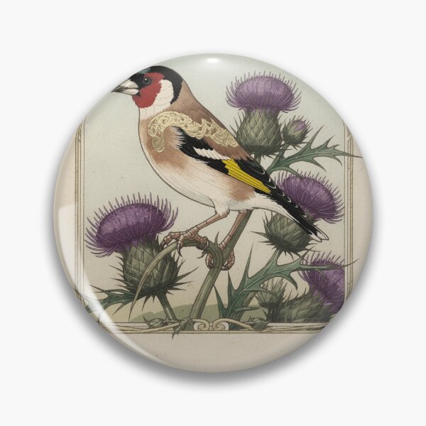 Item preview, Art Nouveau Goldfinch Among Thistles in Gold designed and sold by PictorialWhimsy.
