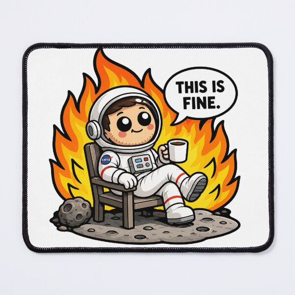 Item preview, This Is Fine Funny Astronaut Coffee Space Humor Design designed and sold by MonkiFlipp.