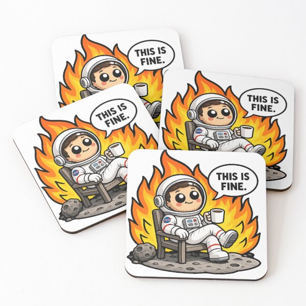 Item preview, This Is Fine Funny Astronaut Coffee Space Humor Design designed and sold by MonkiFlipp.