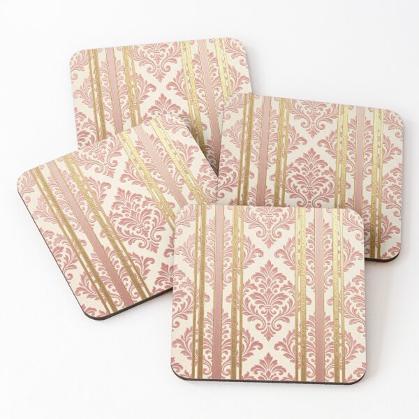 Item preview, Gold & Pink Striped Faux Velvet Damask designed and sold by DesignsByPrnces.