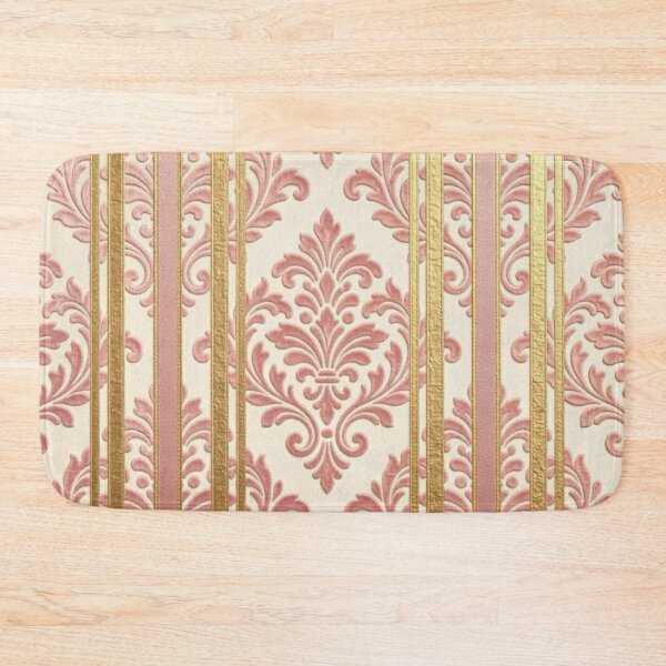 Item preview, Gold & Pink Striped Faux Velvet Damask designed and sold by DesignsByPrnces.