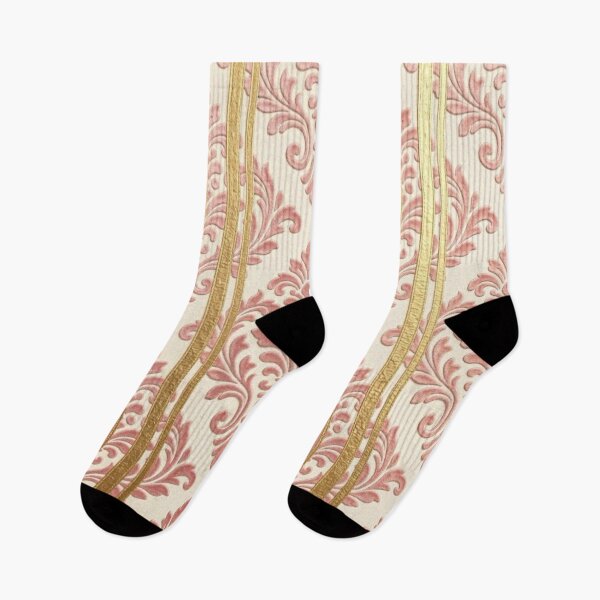 Item preview, Gold & Pink Striped Faux Velvet Damask designed and sold by DesignsByPrnces.