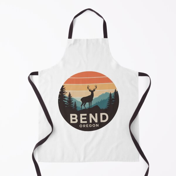 Item preview, Bend Oregon: Deer & Pines Retro Mountain Sunset Badge designed and sold by CircinusStore.