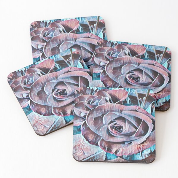 Item preview, Abstract Impressionist Rose Bouquet Teal and Mauve Digital Art designed and sold by BalkanBloom.