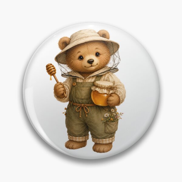 Item preview, Cute Bear Beekeeper Cottagecore Animals Print – Watercolor Honey Bear Art, Woodland Sticker designed and sold by DonnaByPT.