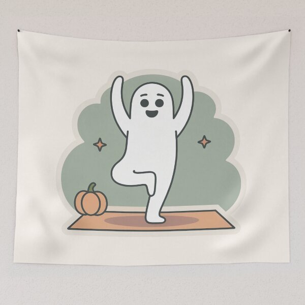 Item preview, Ghost Yoga Flow Halloween Wellness Art designed and sold by TrendMorphic.