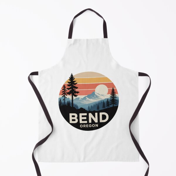 Item preview, Bend Oregon: Pines & Mountain Layers Retro Sunset Badge designed and sold by CircinusStore.