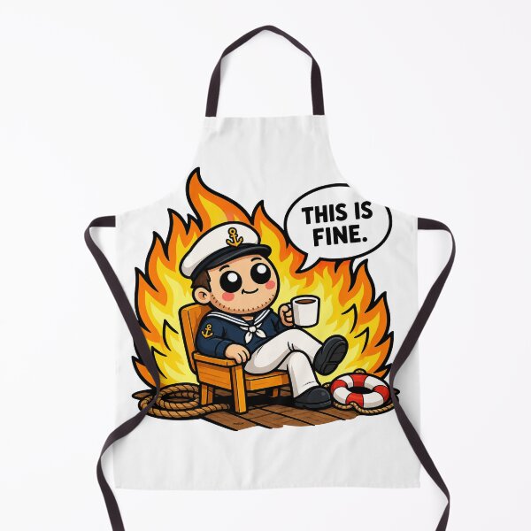 Item preview, This Is Fine Funny Sailor Coffee Chaos Nautical Humor Design designed and sold by MonkiFlipp.
