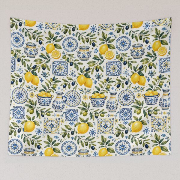 Item preview, Blue Lemon Mediterranean Pattern designed and sold by Siti Hoiriyah.
