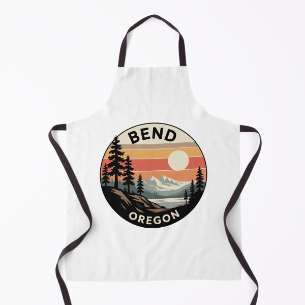 Item preview, Bend Oregon: Pines, Lake & Snowy Peaks Retro Sunset Badge designed and sold by CircinusStore.