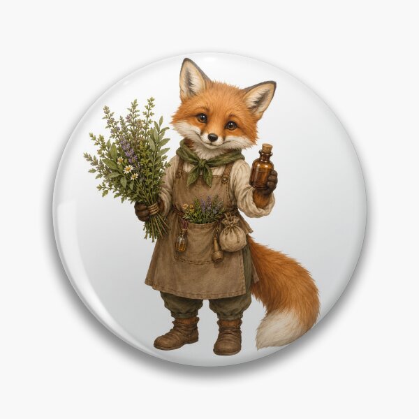 Item preview, Cute Fox Herbalist Cottagecore Animals Print – Watercolor Herb Fox Art, Woodland Apothecary Sticker designed and sold by DonnaByPT.
