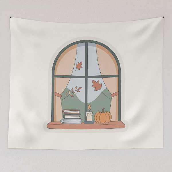 Item preview, Autumn Window Nook Cozy Fall Art designed and sold by TrendMorphic.