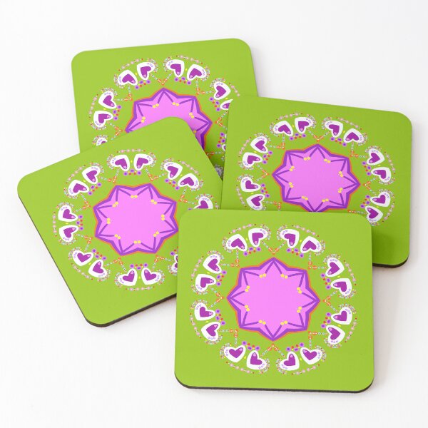 Item preview, Green and Purple Hearts Geometric Mandala designed and sold by Tinsleybluebell.