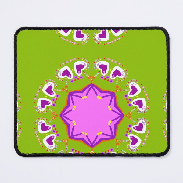 Item preview, Green and Purple Hearts Geometric Mandala designed and sold by Tinsleybluebell.