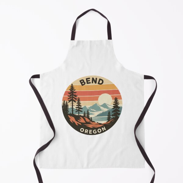 Item preview, Bend Oregon: Pines, Lake & Mountain Retro Sunset Badge designed and sold by CircinusStore.