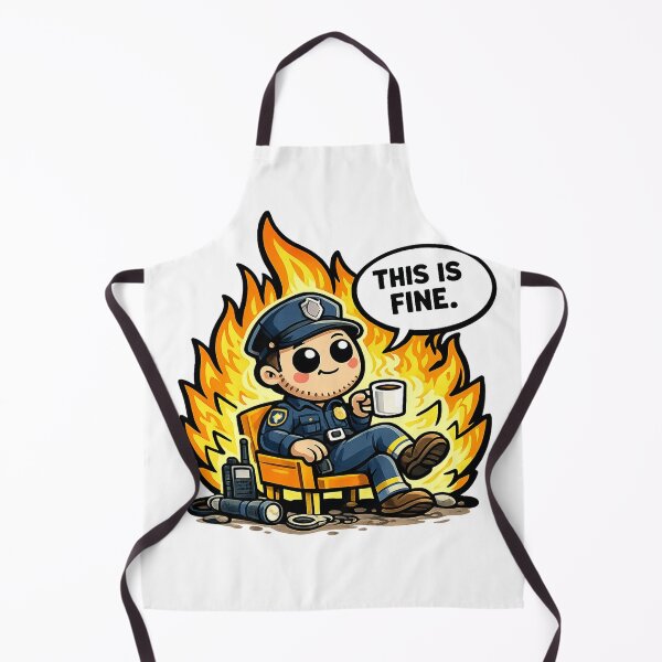 Item preview, This Is Fine Funny Police Officer Coffee Chaos Humor Design designed and sold by MonkiFlipp.