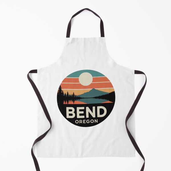 Item preview, Bend Oregon: Mountain Reflection & Pines Retro Sunset Badge designed and sold by CircinusStore.