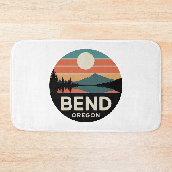 Item preview, Bend Oregon: Mountain Reflection & Pines Retro Sunset Badge designed and sold by CircinusStore.
