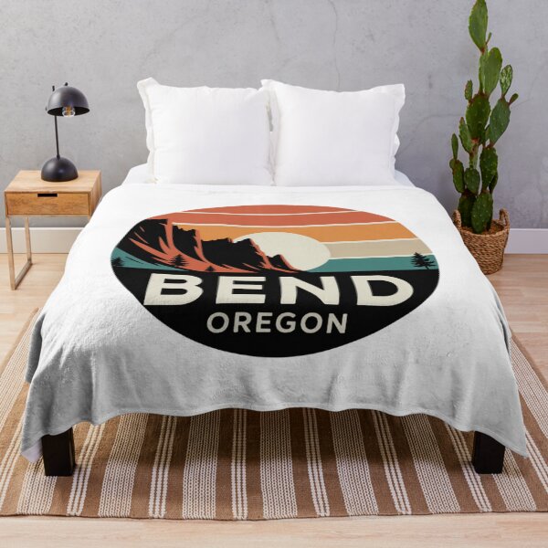 Item preview, Bend Oregon: Pines & Mountain Retro Sunset Badge designed and sold by CircinusStore.