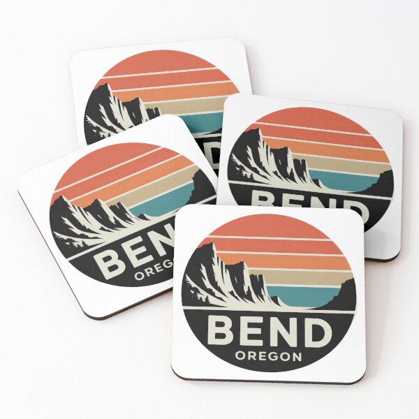 Item preview, Bend Oregon: Pines & Mountain Retro Sunset Badge designed and sold by CircinusStore.