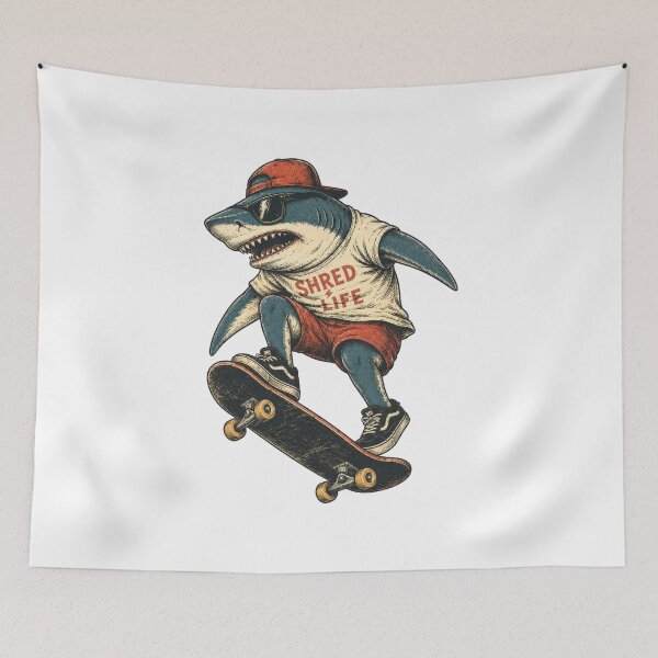 Item preview, Cool Shark Skateboard Streetwear Vintage Skater Gift Design designed and sold by w1ckerman.