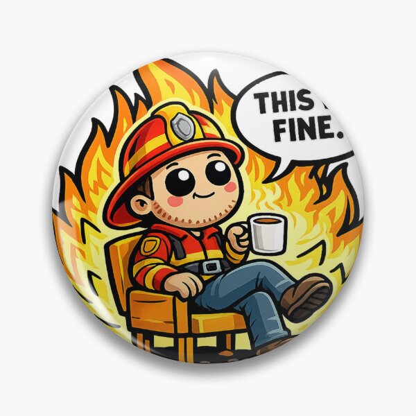 Item preview, This Is Fine Funny Firefighter Coffee Chaos Humor Design designed and sold by MonkiFlipp.