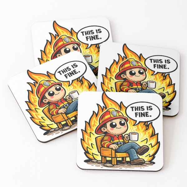 Item preview, This Is Fine Funny Firefighter Coffee Chaos Humor Design designed and sold by MonkiFlipp.