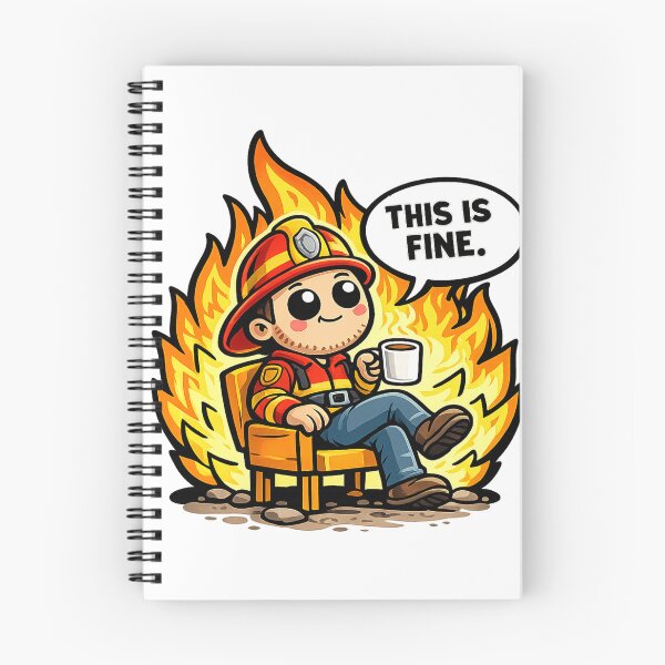 Item preview, This Is Fine Funny Firefighter Coffee Chaos Humor Design designed and sold by MonkiFlipp.