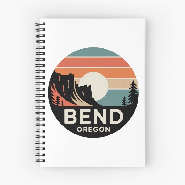 Item preview, Bend Oregon: Cliffside Pines & Mountain Retro Sunset Badge designed and sold by CircinusStore.