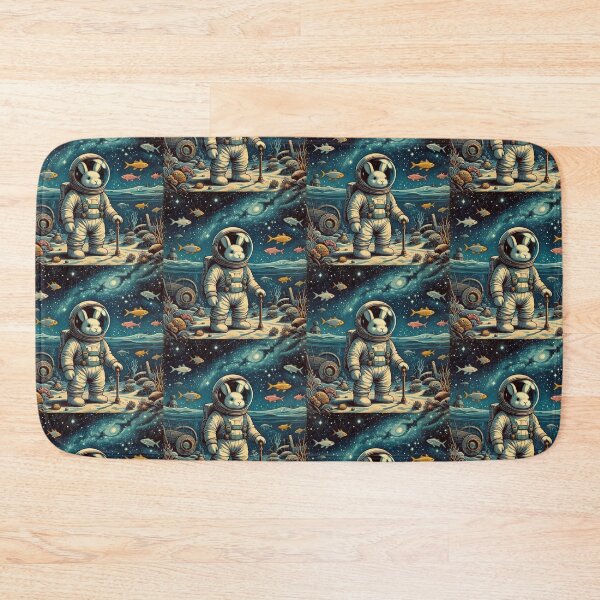 Item preview, Astronaut Rabbit in Cosmic Ocean – Surreal Fantasy Design designed and sold by Dogandesighn.