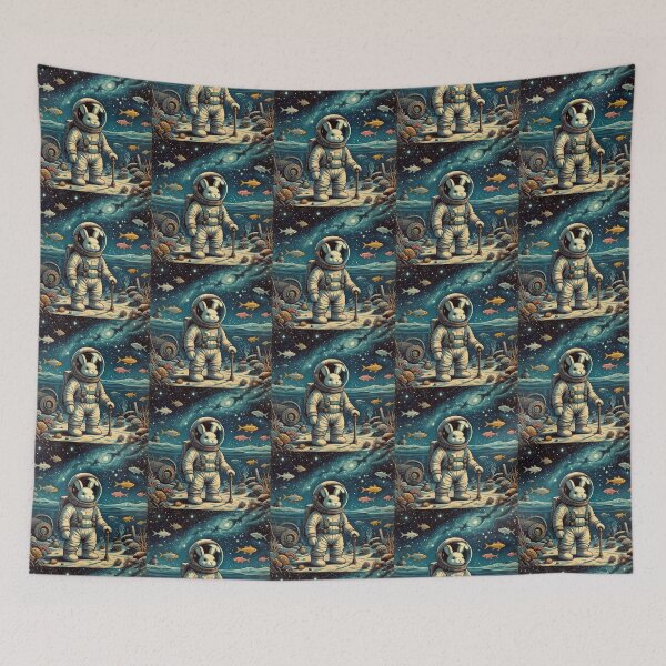 Item preview, Astronaut Rabbit in Cosmic Ocean – Surreal Fantasy Design designed and sold by Dogandesighn.