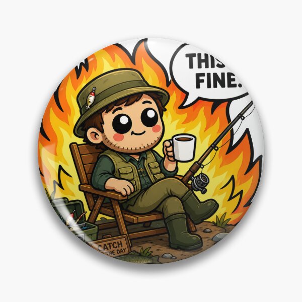 Item preview, This Is Fine Funny Fishing Coffee Chaos Humor Design designed and sold by MonkiFlipp.