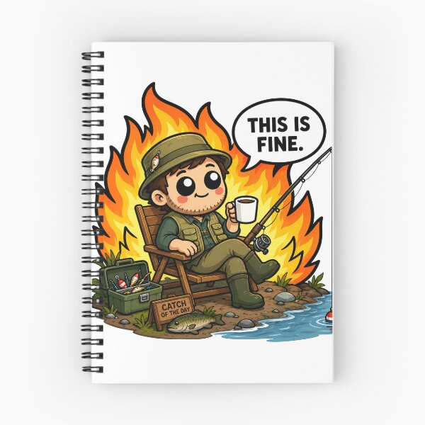 Item preview, This Is Fine Funny Fishing Coffee Chaos Humor Design designed and sold by MonkiFlipp.