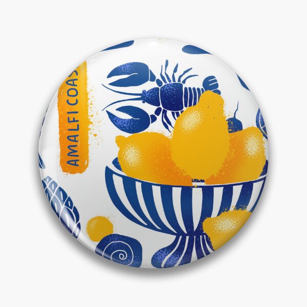 Item preview, Amalfi blueprint decoration, hand drawn illustration with Italian traditional sea food, citrus, designed and sold by NatalkaP.