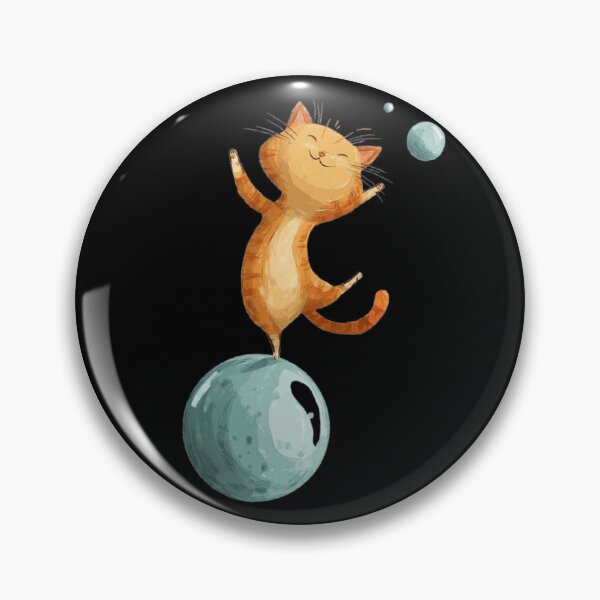 Item preview, Joyful Orange Cat Balancing on Moon Ball designed and sold by Moody Vibes Studio.