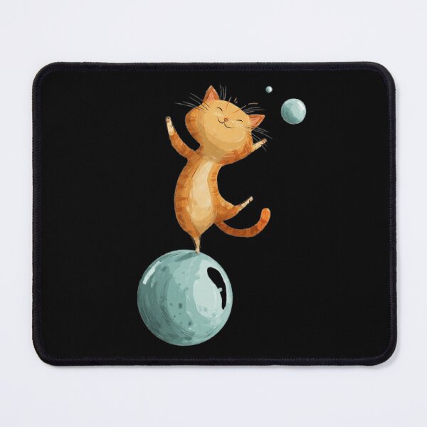 Item preview, Joyful Orange Cat Balancing on Moon Ball designed and sold by Moody Vibes Studio.
