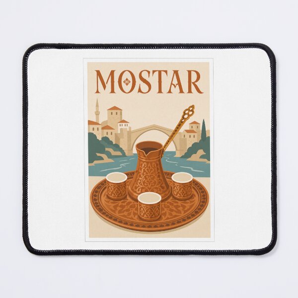 Item preview, Mostar Bosnian Coffee Pot Travel Poster Print designed and sold by Beyond Destinations.