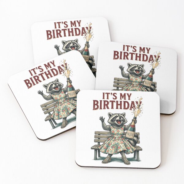 Item preview, Party Raccoon It's My Birthday Celebration Vintage Style designed and sold by thoughtswear.