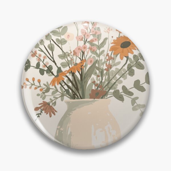 Item preview, Boho Floral Bouquet in Two-Tone Vase Illustration designed and sold by Vermeli.