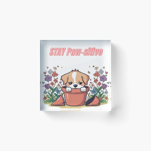 Item preview, Stay Paw-sitive | Cute Puppy in Flower Pot designed and sold by NovaInkStudio_76.
