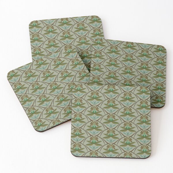 Item preview, Luxury Olive Green Botanical Wallpaper - Geometric Tribal Floral Damask designed and sold by LyoniHERA.